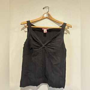 Vintage Y2K Bandolino Black Sweater Tank Top. Twist tie design Bikercore